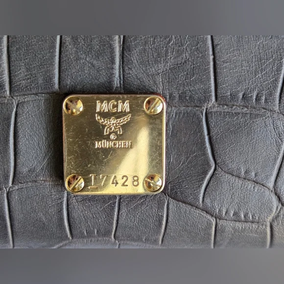 MCM Croc Embossed Gray Leather Large 2 way Satchel T7428 in EUC - Picture 16 of 16